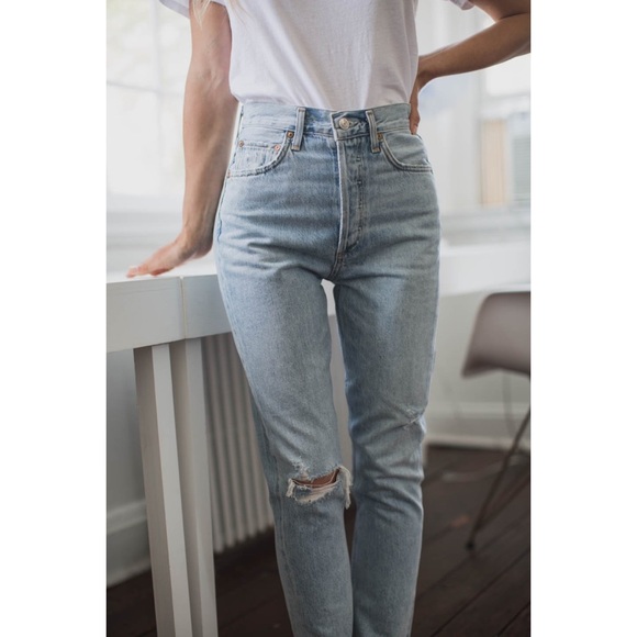 Agolde Riley High Rise Straight Crop Jeans in Shatter, Size 31, NWOT - Picture 4 of 16